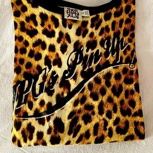 $650 JPG Jean cotton shirt sleeve leopard T-shirt, 
100% cotton, S